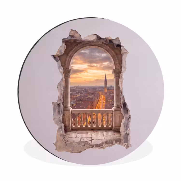 Muurcirkel aluminium - Stad - Zonsondergang - Architectuur — 1