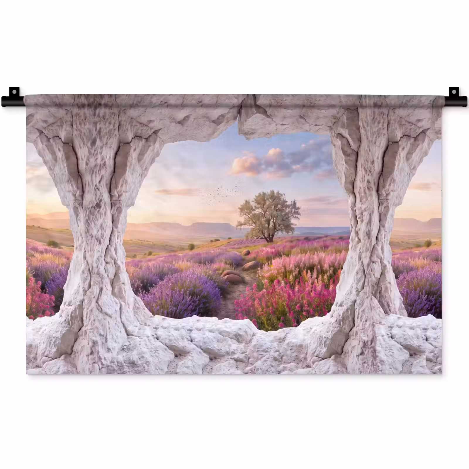 Wandkleed - Bloemen - Pad - Natuur — 1