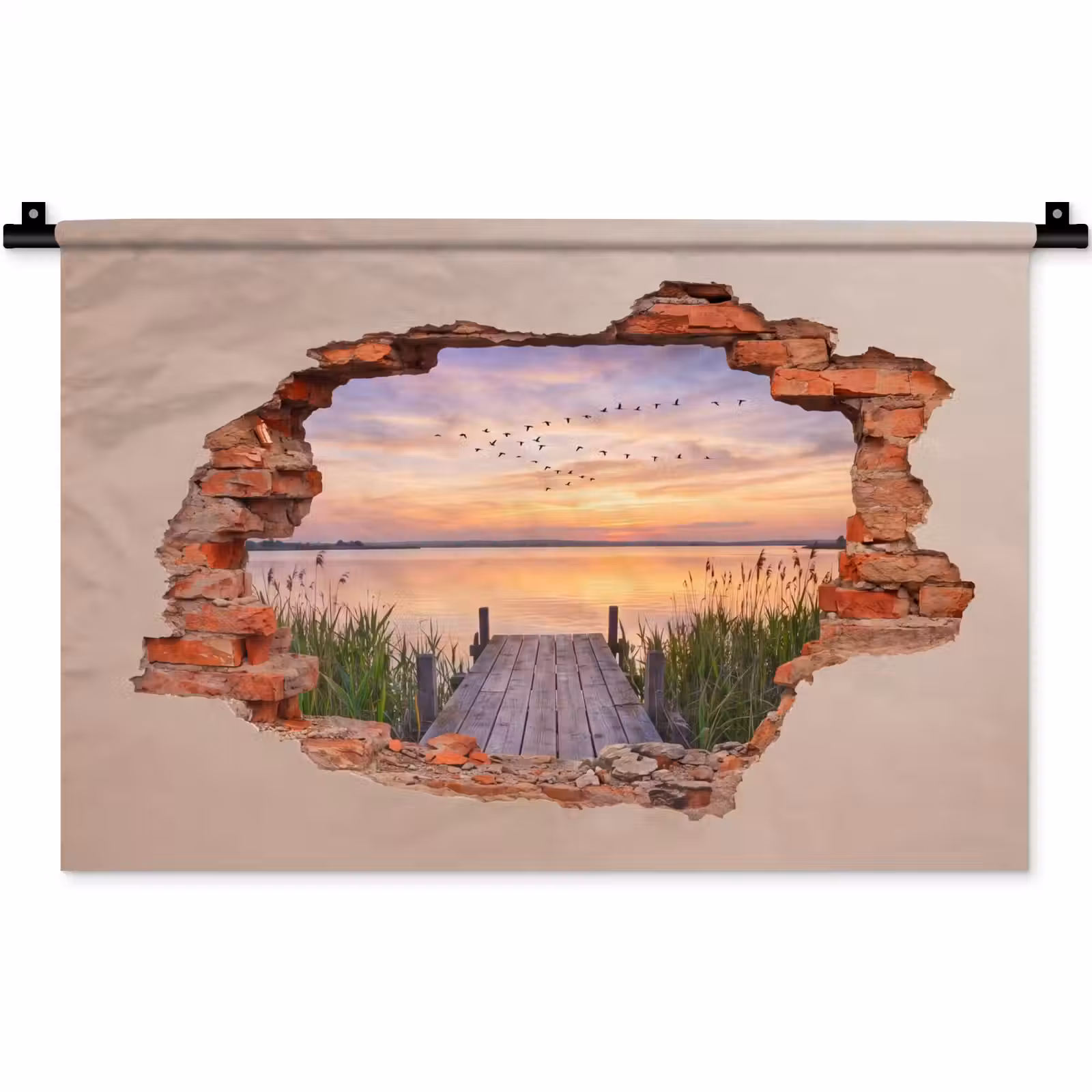 Wandkleed - Muur - Landschap - Illusie — 1