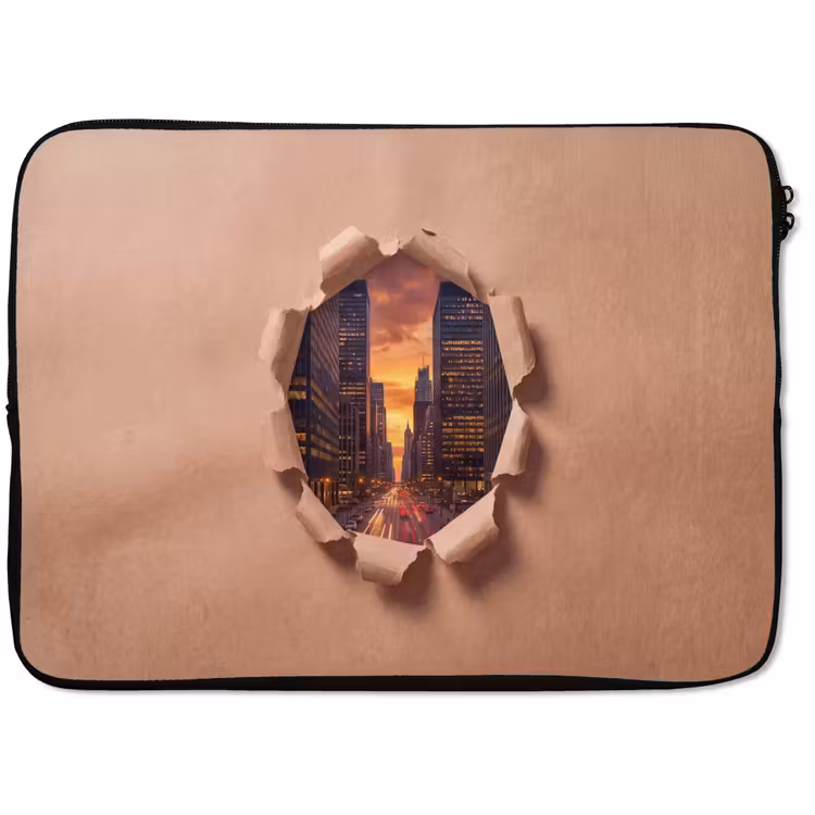 Laptophoes Stad - Zonsondergang - Papier — 1