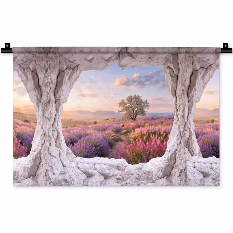 Wandkleed - Bloemen - Pad - Natuur — 1