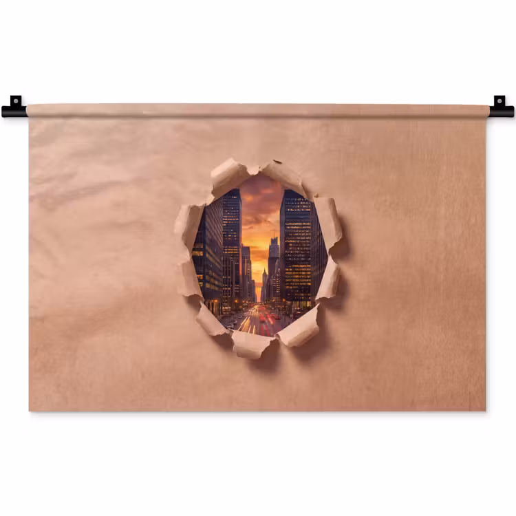 Wandkleed - Stad - Zonsondergang - Papier — 1