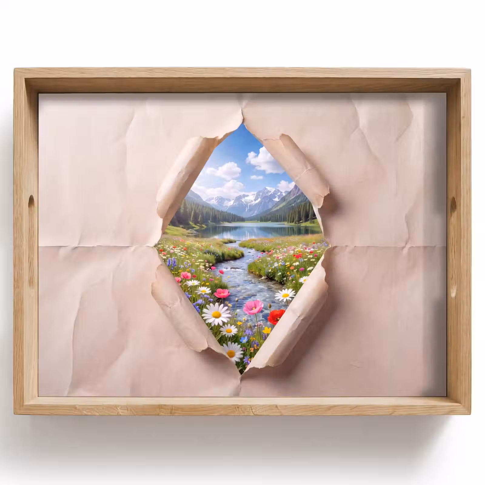 Dienblad - Bloemen - Rivier - Landschap — 1