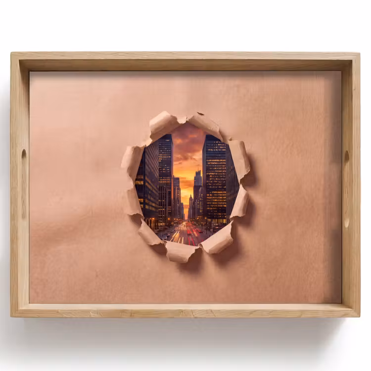 Dienblad - Stad - Zonsondergang - Papier — 1