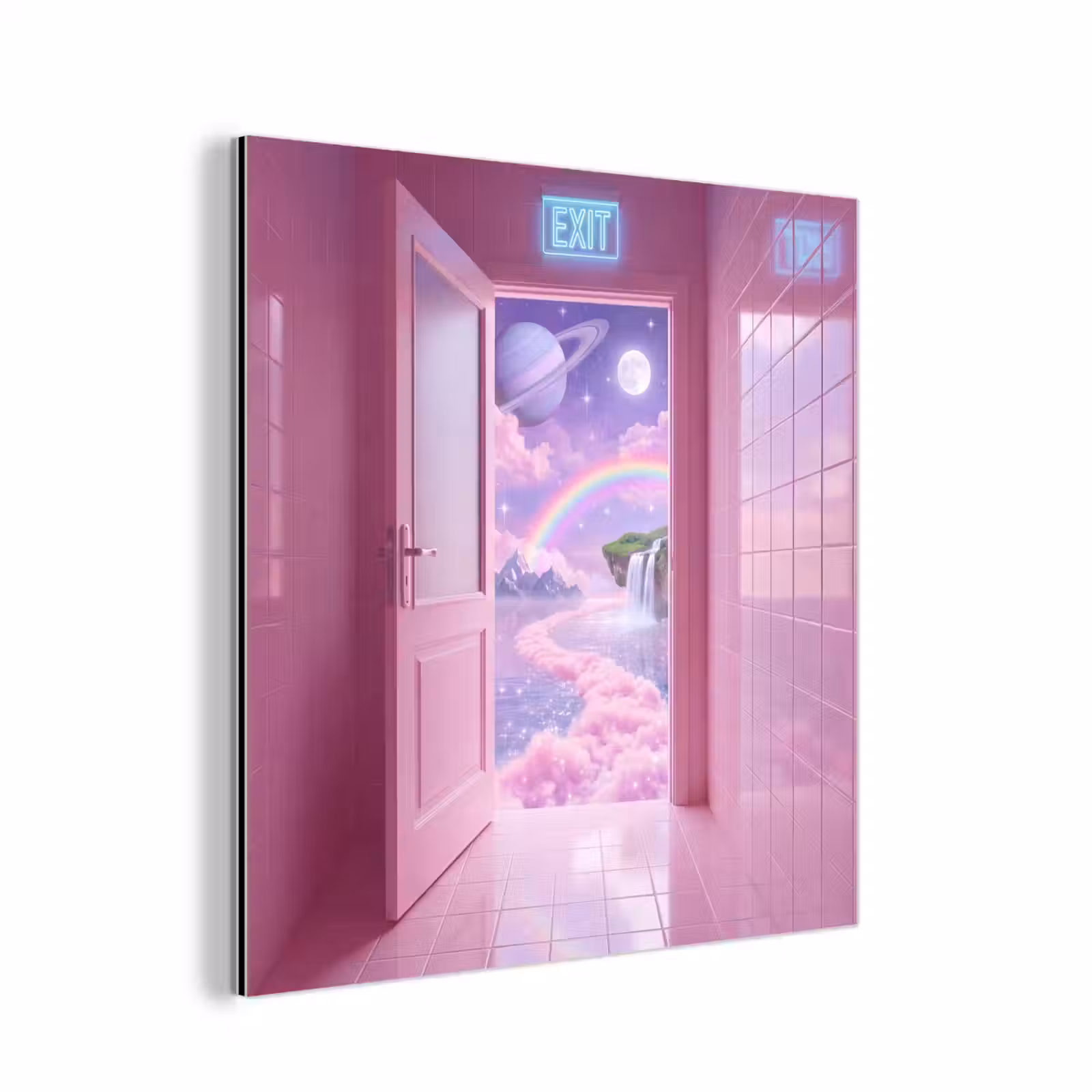 Aluminium schilderij - Roze deur - Fantasie — 1