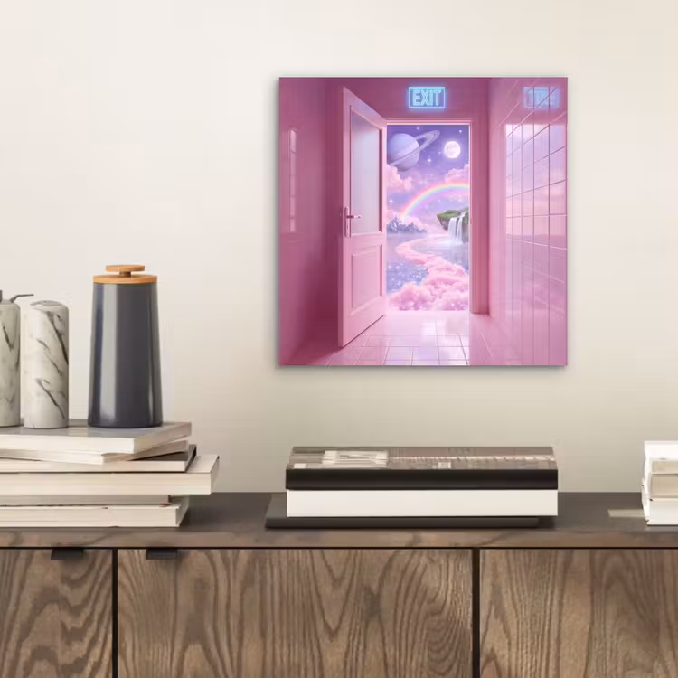 Aluminium schilderij - Roze deur - Fantasie — 2