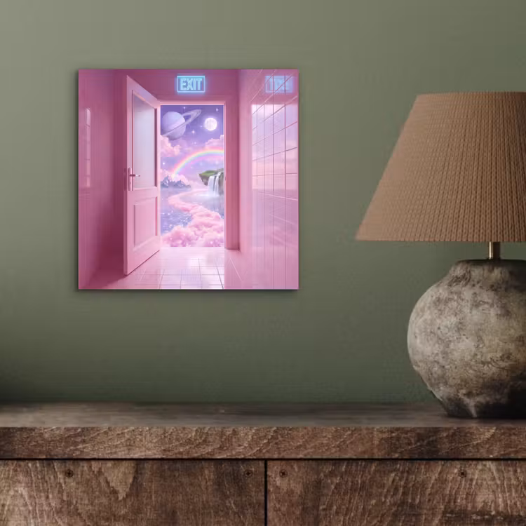 Aluminium schilderij - Roze deur - Fantasie — 3