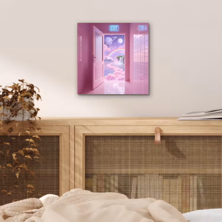 Aluminium schilderij - Roze deur - Fantasie — 4