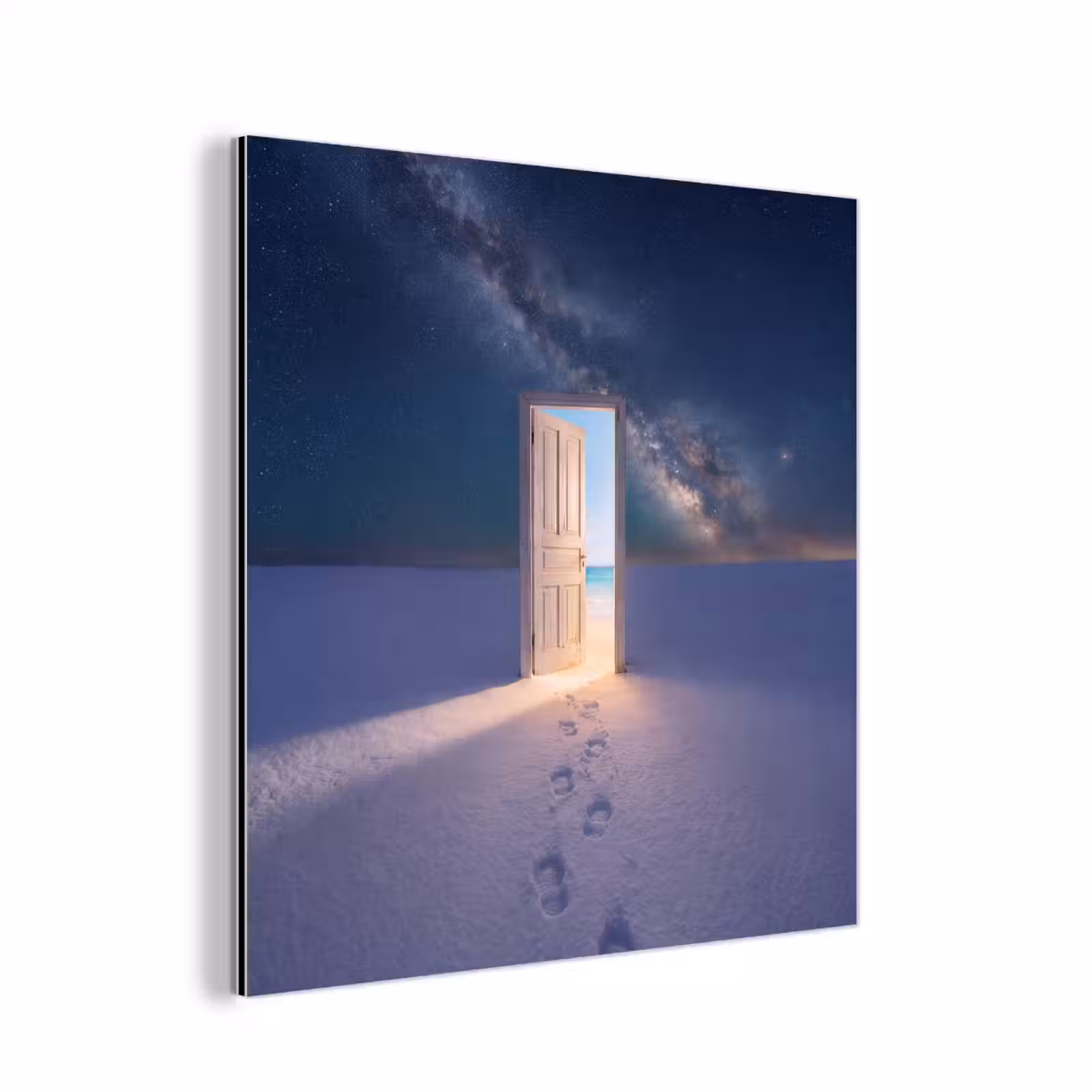 Aluminium schilderij - Deur - Sneeuw - Strand — 1