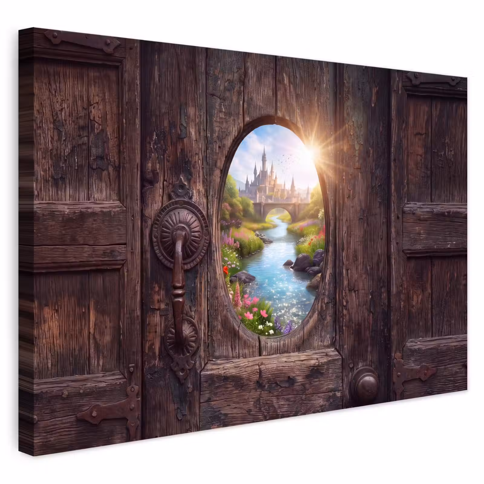Buiten canvas - Kasteel - Rivier - Natuur — 1