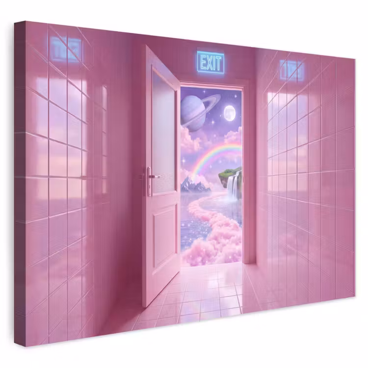 Buiten canvas - Roze deur - Fantasie — 1