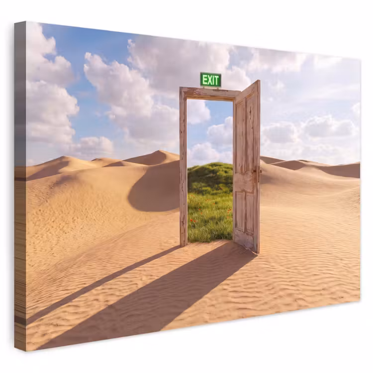 Buiten canvas - Deur - Woestijn - Gras — 1