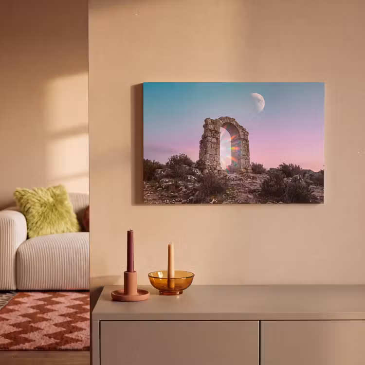 Canvas schilderij - Boog - Regenboog - Maan — 1
