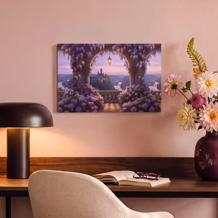 Canvas schilderij - Kasteel - Rivier - Avond — 3