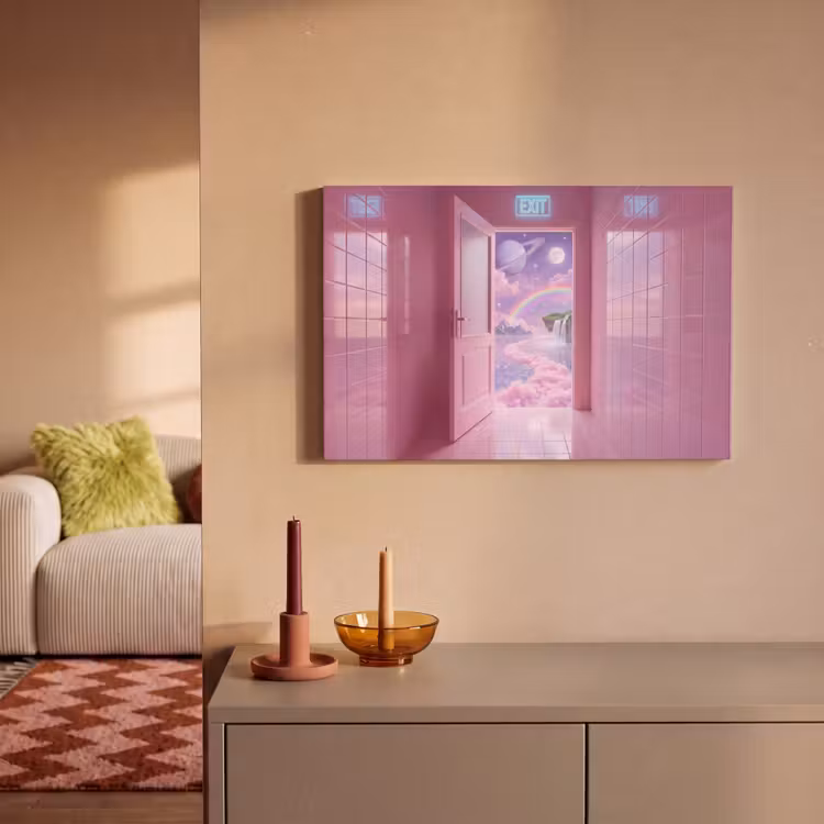 Canvas schilderij - Roze deur - Fantasie — 1