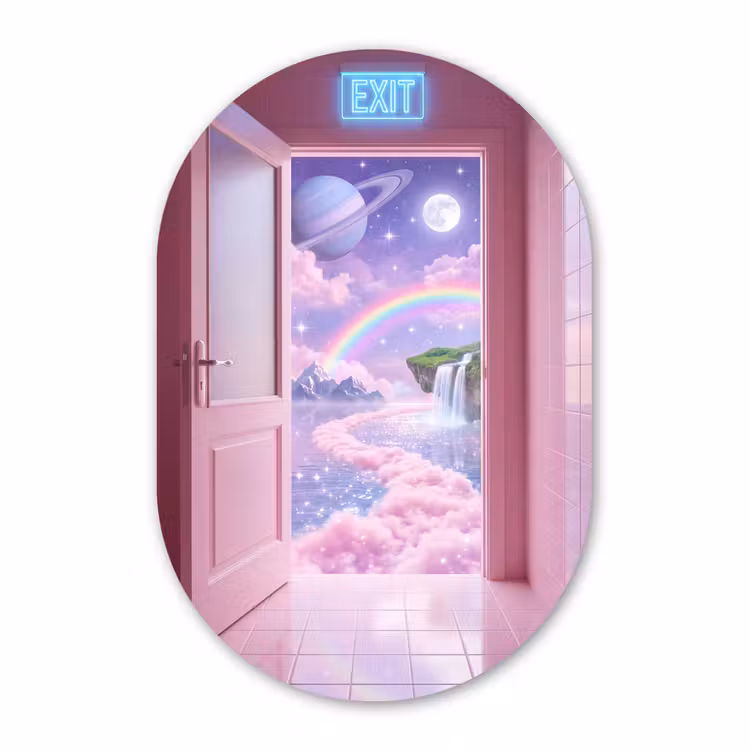 Muurovaal - Roze deur - Fantasie — 3
