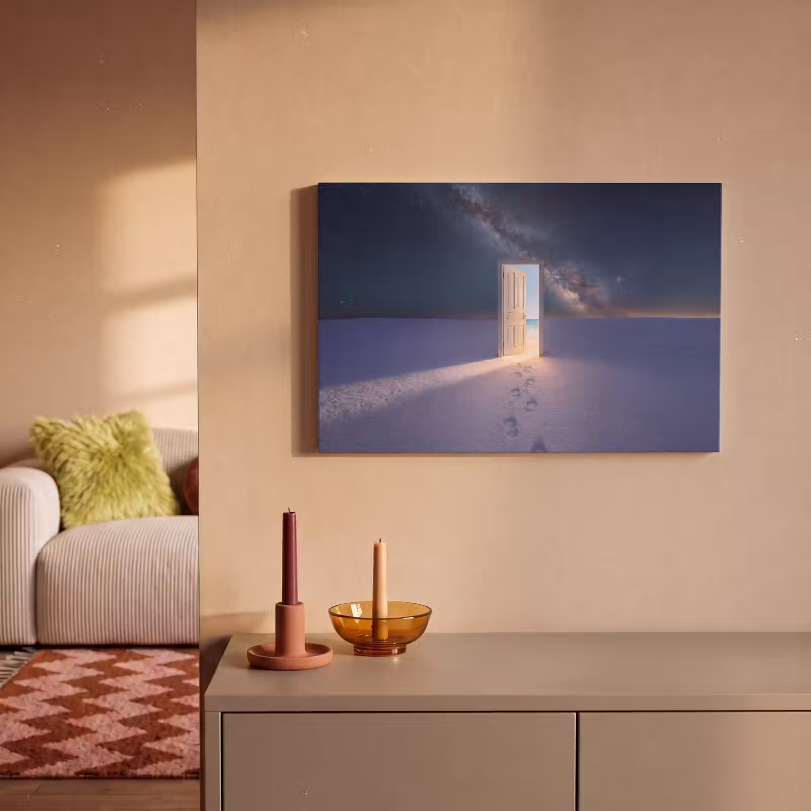 Canvas schilderij - Deur - Sneeuw - Strand — 1