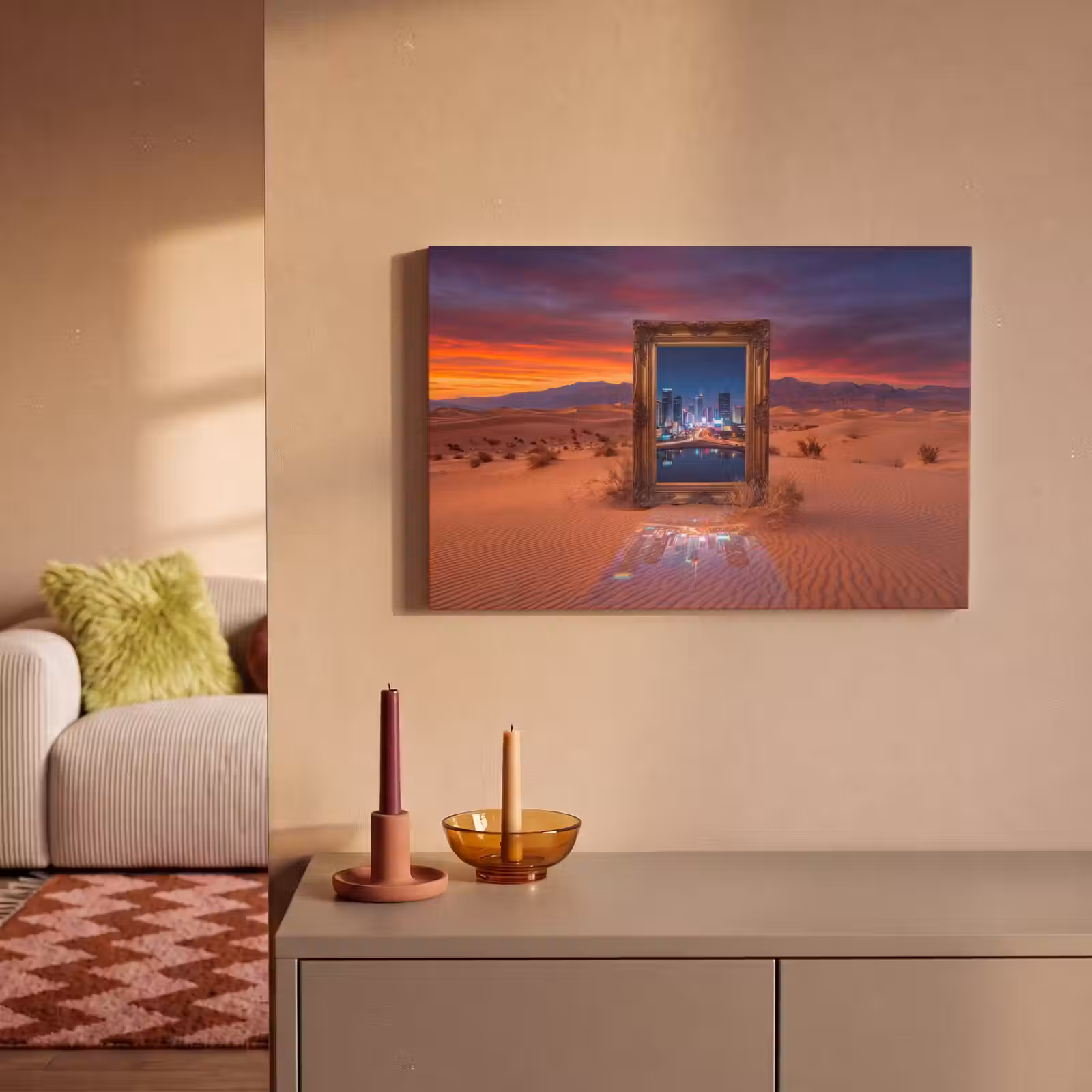 Canvas schilderij - Kader - Stadsgezicht - Woestijn — 1