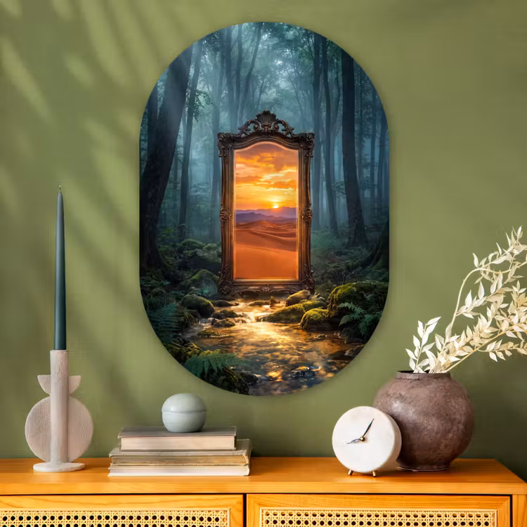 Muurovaal glas - Spiegel - Bos - Natuur — 2