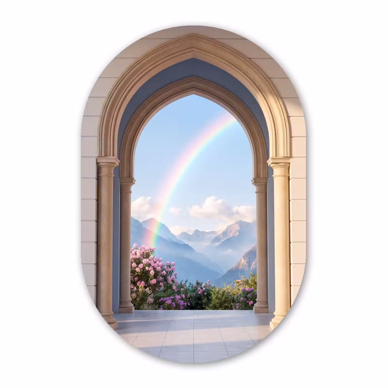 Muurovaal glas - Boog - Bergen - Regenboog — 1