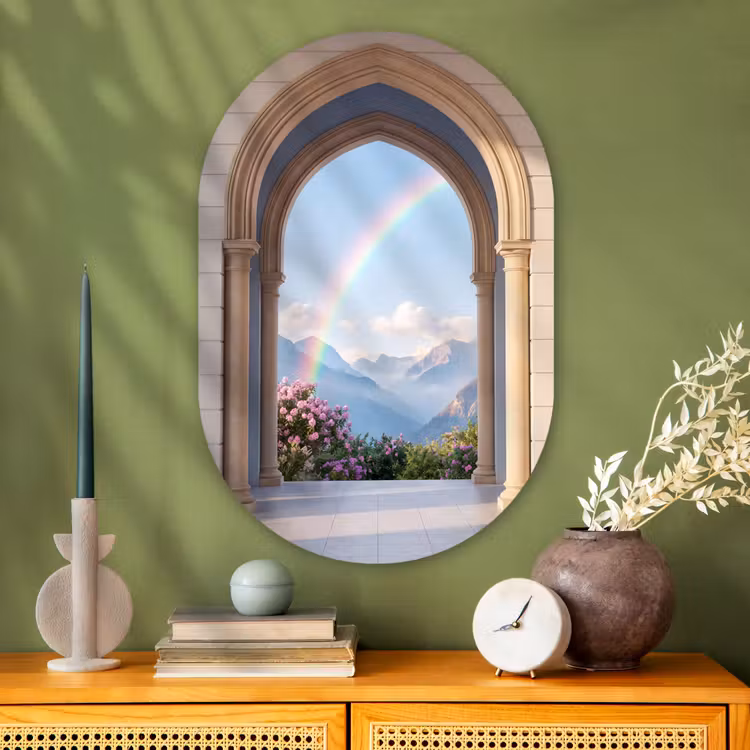 Muurovaal glas - Boog - Bergen - Regenboog — 2