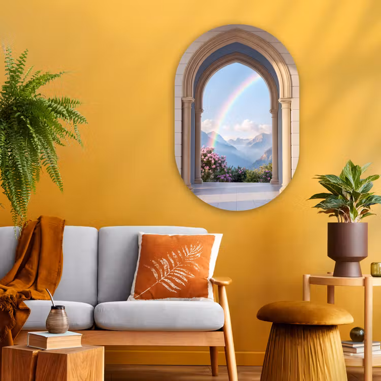 Muurovaal glas - Boog - Bergen - Regenboog — 3
