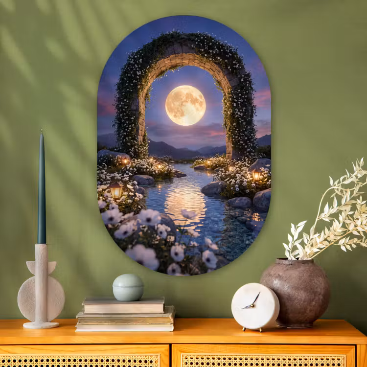 Muurovaal glas - Boog - Maan - Nacht — 2