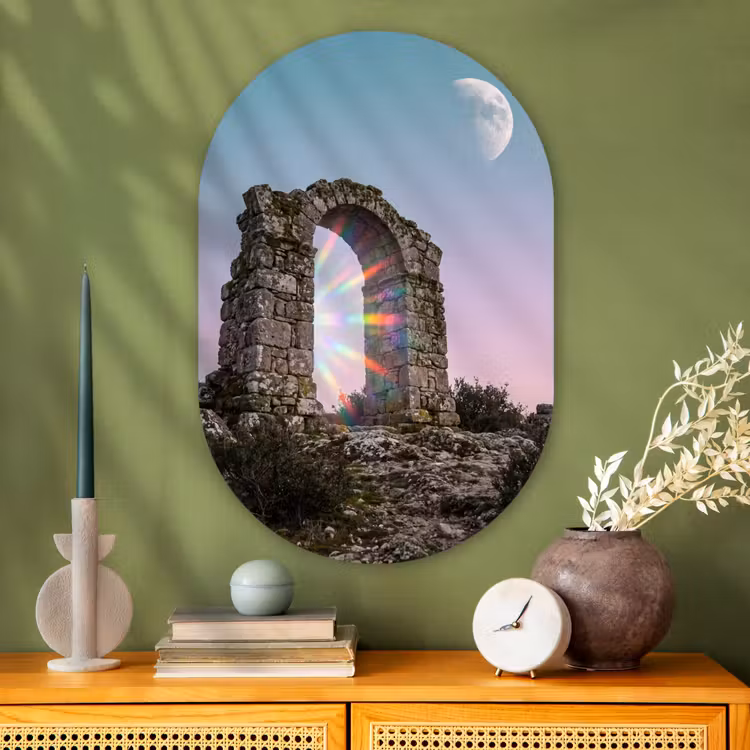 Muurovaal glas - Boog - Regenboog - Maan — 2