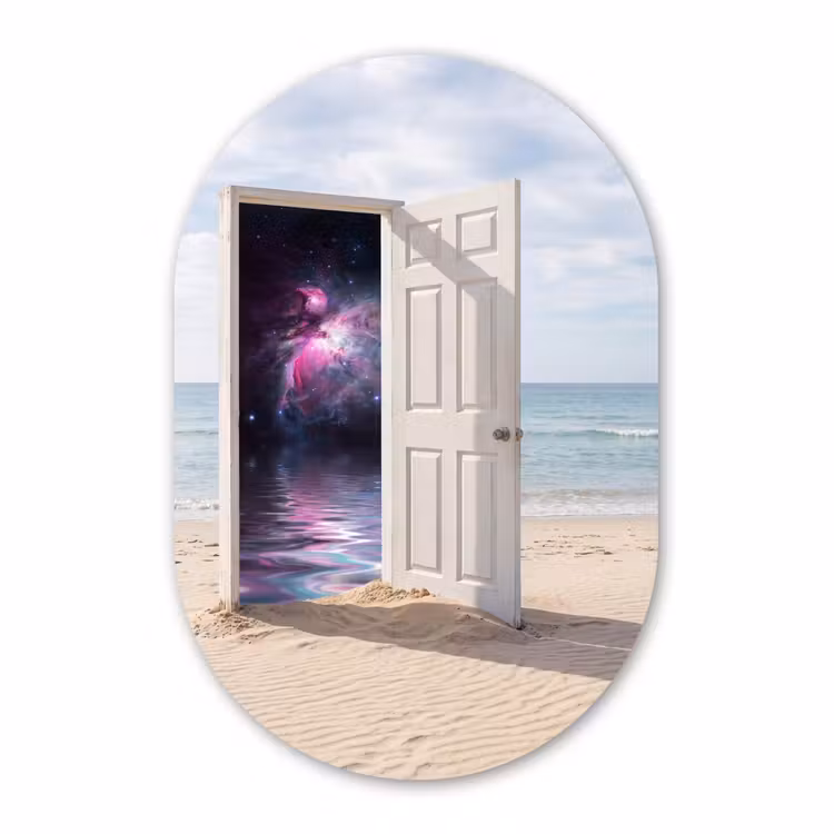 Muurovaal glas - Deur - Strand - Kosmos — 1