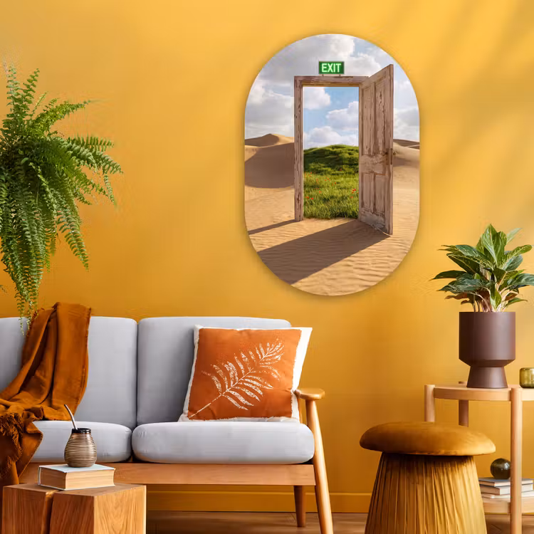 Muurovaal glas - Deur - Woestijn - Gras — 3