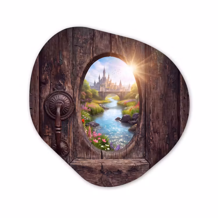 Organisch schilderij glas - Kasteel - Rivier - Natuur — 1