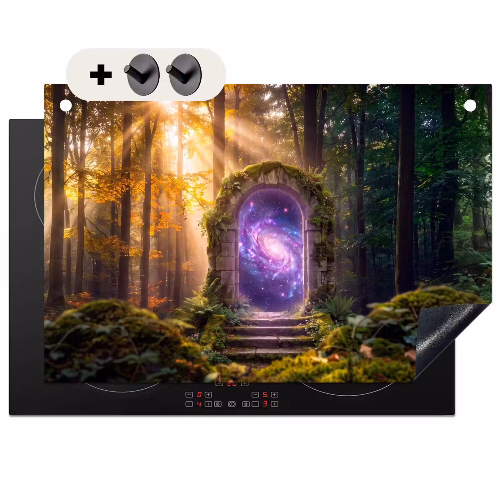Inductiebeschermer & spatscherm (2in1) - Poort - Kosmos - Bos — 1