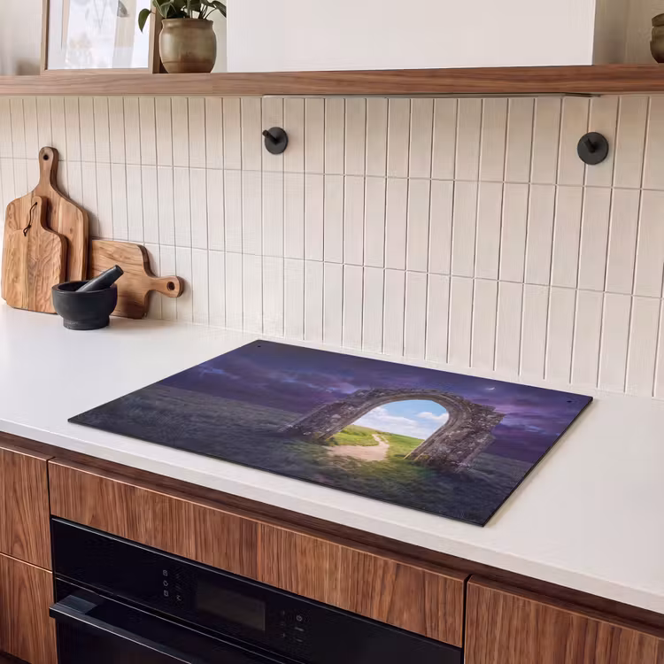 Inductiebeschermer & spatscherm (2in1) - Boog - Landschap - Contrast — 3