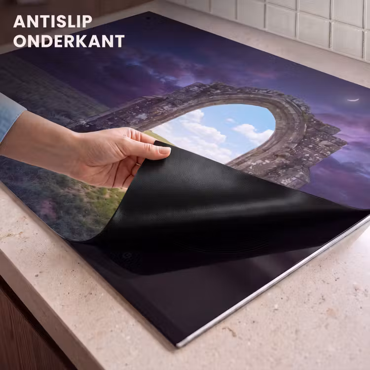 Inductiebeschermer & spatscherm (2in1) - Boog - Landschap - Contrast — 4