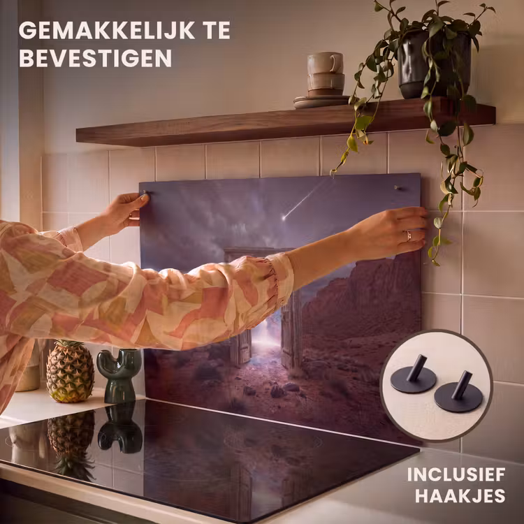 Inductiebeschermer & spatscherm (2in1) - Deur - Melkweg - Woestijn — 7