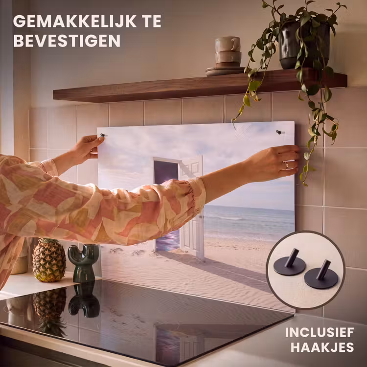 Inductiebeschermer & spatscherm (2in1) - Deur - Strand - Kosmos — 7