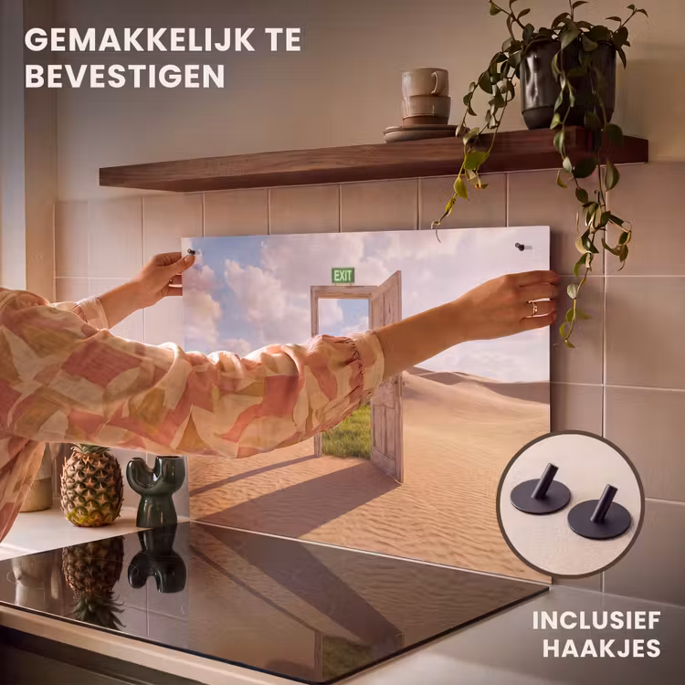 Inductiebeschermer & spatscherm (2in1) - Deur - Woestijn - Gras — 7