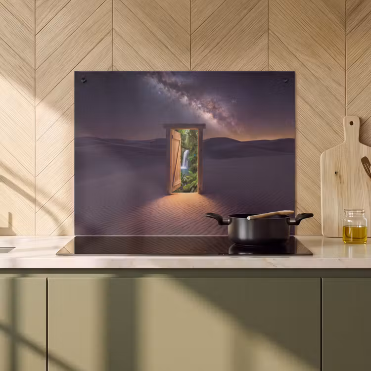 Inductiebeschermer & spatscherm (2in1) - Deur - Woestijn - Natuur — 2