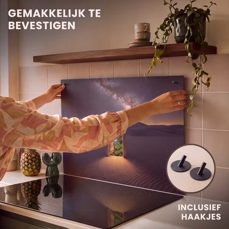 Inductiebeschermer & spatscherm (2in1) - Deur - Woestijn - Natuur — 7