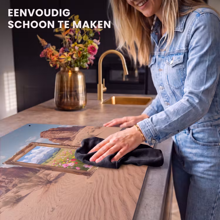 Inductiebeschermer & spatscherm (2in1) - Kader - Woestijn - Bloemen — 5