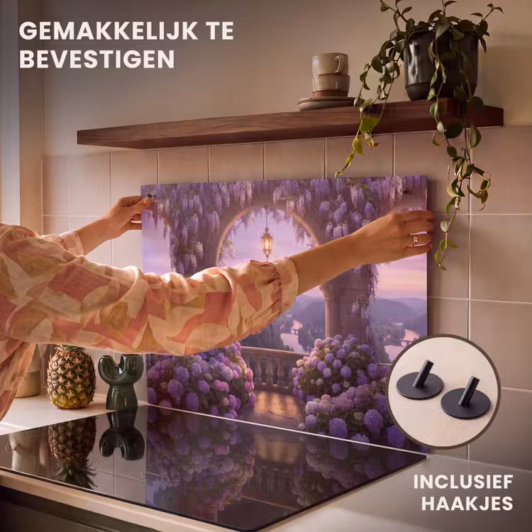 Inductiebeschermer & spatscherm (2in1) - Kasteel - Rivier - Avond — 7