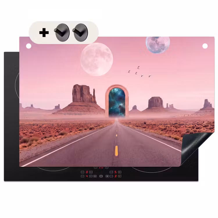 Inductiebeschermer & spatscherm (2in1) - Landschap - Poort - Ruimte — 1