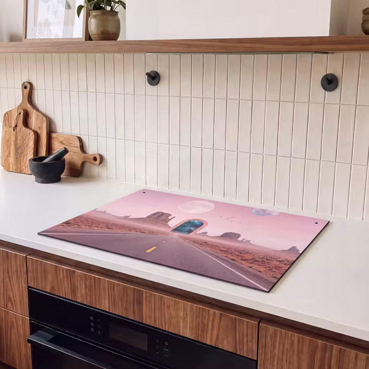 Inductiebeschermer & spatscherm (2in1) - Landschap - Poort - Ruimte — 3