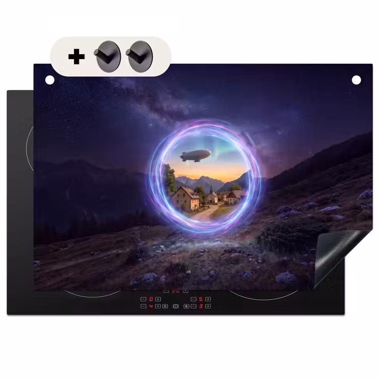 Inductiebeschermer & spatscherm (2in1) - Portaal - Dorp - Fantasie — 1