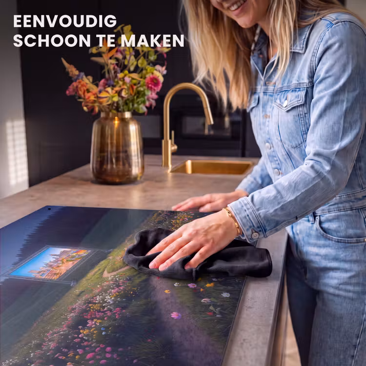 Inductiebeschermer & spatscherm (2in1) - Scherm - Stad - Natuur — 5
