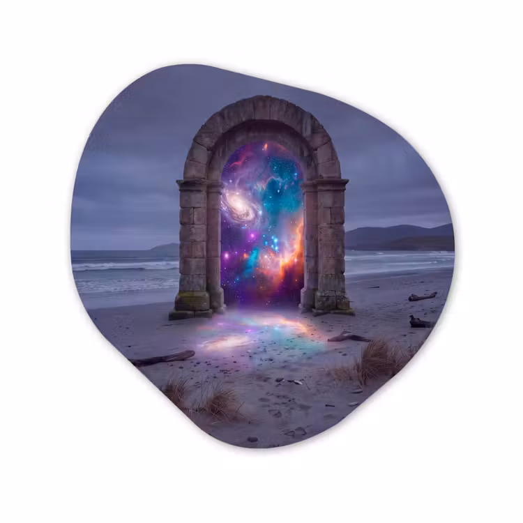 Organisch schilderij glas - Poort - Strand - Ruimte — 1