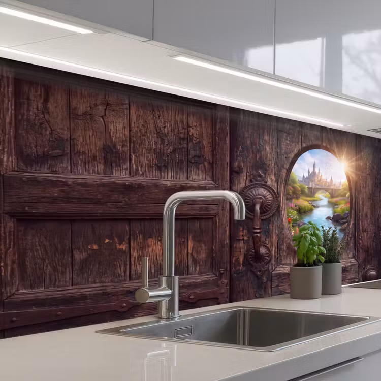 Keuken achterwand - Kasteel - Rivier - Natuur — 2