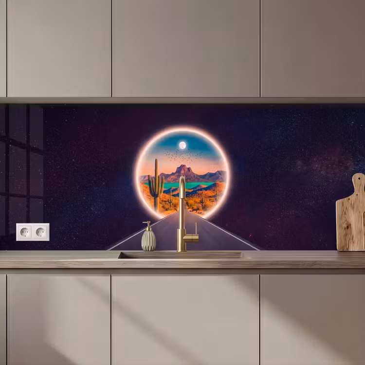 Keuken achterwand - Weg - Woestijn - Natuur — 1