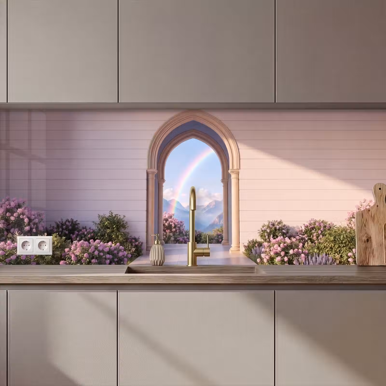 Keuken achterwand - Boog - Bergen - Regenboog — 1