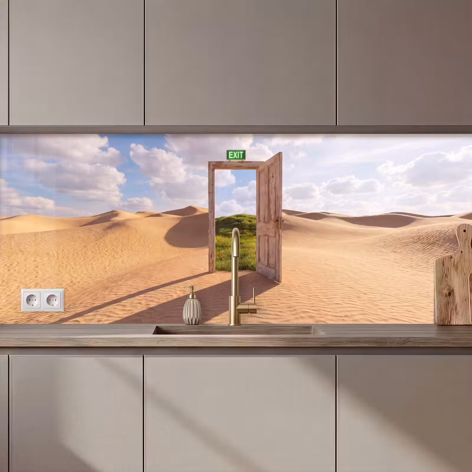 Keuken achterwand - Deur - Woestijn - Gras — 1